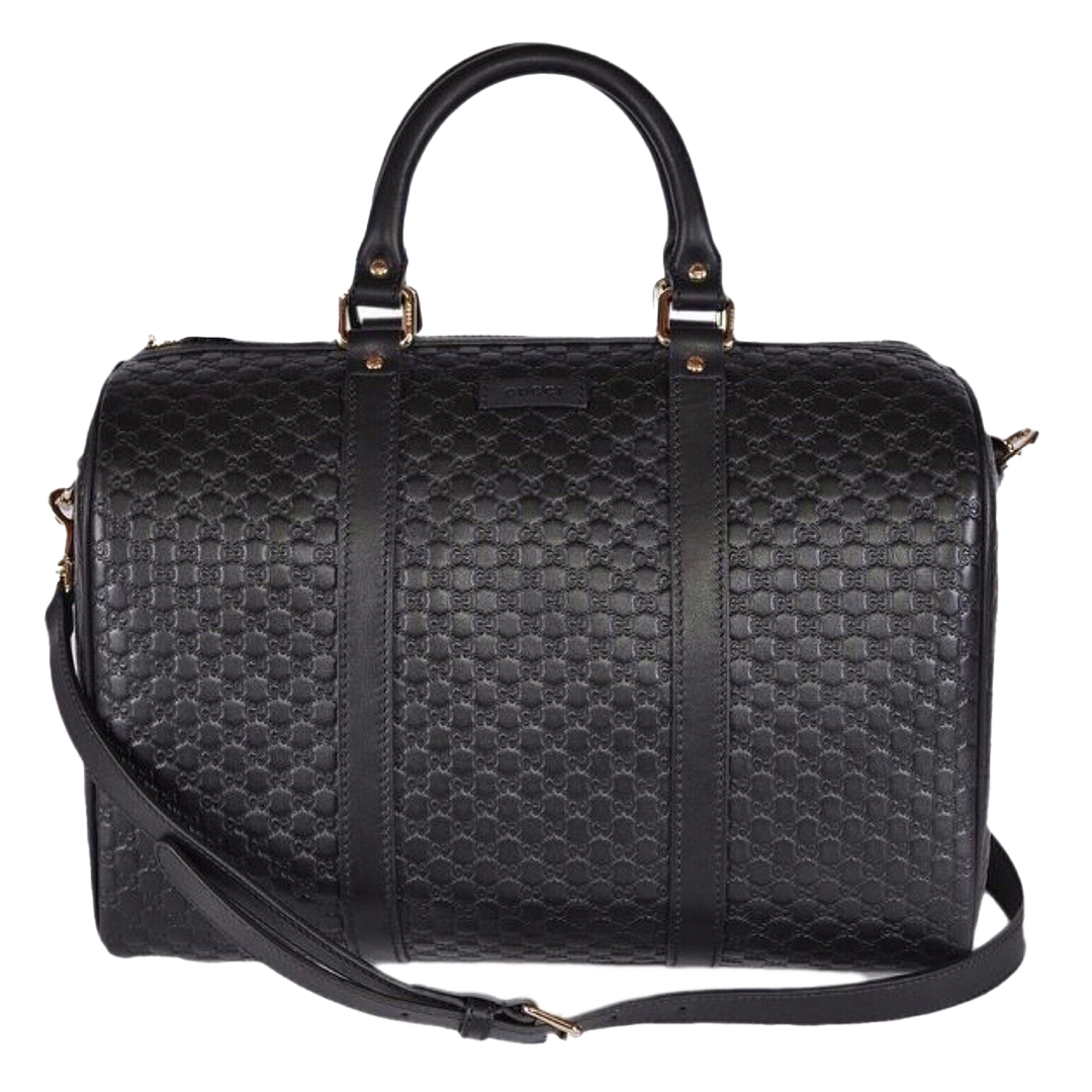 Black Leather Micro GG Guccissima Boston Bag W/Strap – Hieda Natasha